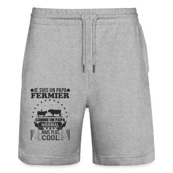 papa fermier comme un papa normal mais plus cool 2 - Short de jogging bio TRAINER Stanley/Stella unisexe - gris chiné - Devant - Nik (191cm) & Marisol (170cm)
