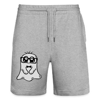 Little Nerd Ghost Comic - Stanley/Stella Trainer Unisex Organic Jogging Shorts - heather grey - Front - Nik (191cm) & Marisol (170cm)