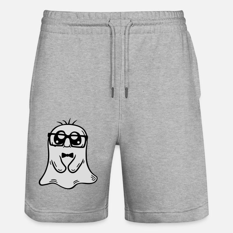 Little Nerd Ghost Comic - Stanley/Stella Trainer Unisex Organic Jogging Shorts - heather grey