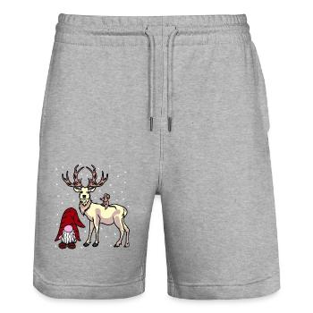 Nikolaus Xmas Weihnachten Fantasy Christmas Kind - Stanley/Stella Unisex Bio Joggingshorts Trainer  - Grau meliert - Vorne - Nik (191cm) & Marisol (170cm)