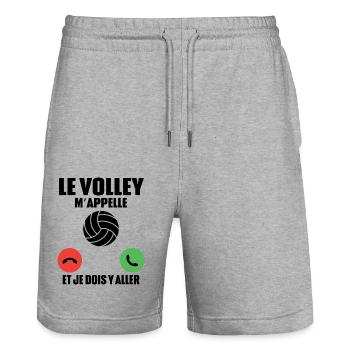 Le Volley m'appelle - Short de jogging bio TRAINER Stanley/Stella unisexe - gris chiné - Devant - Nik (191cm) & Marisol (170cm)