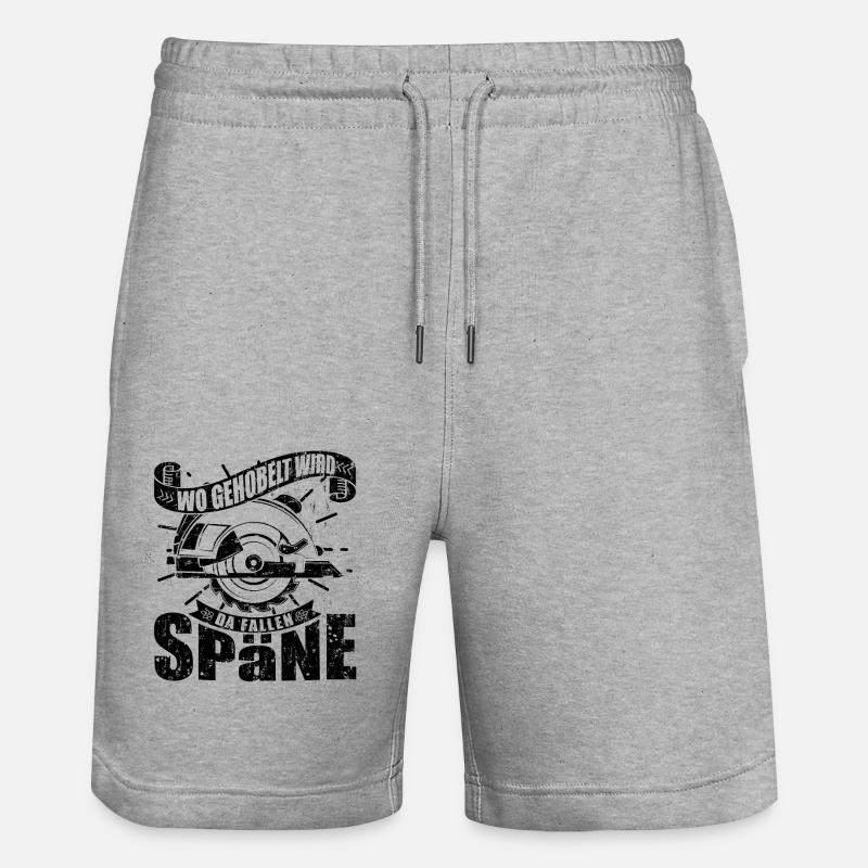 Wo gehobelt wird fallen Späne - Stanley/Stella Unisex Bio Joggingshorts Trainer  - Grau meliert
