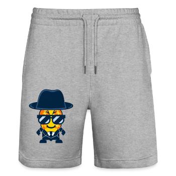 Gangster pineapple with sunglasses - Stanley/Stella Trainer Unisex Organic Jogging Shorts - heather grey - Front - Nik (191cm) & Marisol (170cm)