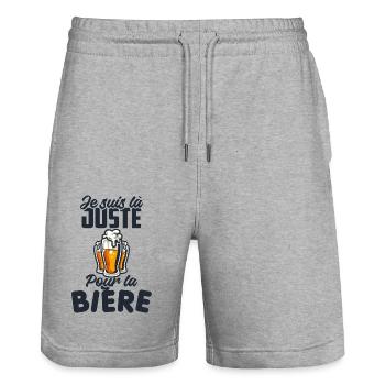 Je suis là juste pour la bière picoler 1 - Short de jogging bio TRAINER Stanley/Stella unisexe - gris chiné - Devant - Nik (191cm) & Marisol (170cm)
