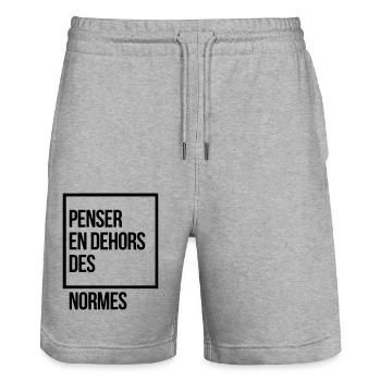 PENSER EN DEHORS DES NORMES - Short de jogging bio TRAINER Stanley/Stella unisexe - gris chiné - Devant - Nik (191cm) & Marisol (170cm)