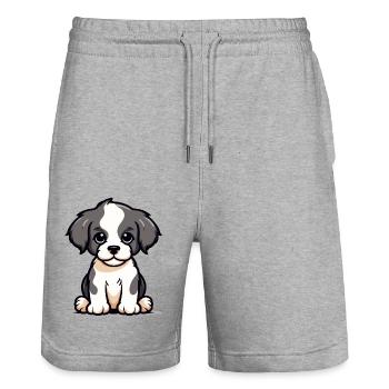 Chien - Short de jogging bio TRAINER Stanley/Stella unisexe - gris chiné - Devant - Nik (191cm) & Marisol (170cm)