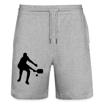 Pickleball Spieler T-Shirt - Stanley/Stella Unisex Bio Joggingshorts Trainer  - Grau meliert - Vorne - Nik (191cm) & Marisol (170cm)