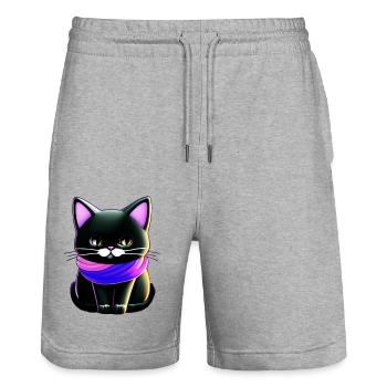 Cat - Stanley/Stella Trainer Unisex Organic Jogging Shorts - heather grey - Front - Nik (191cm) & Marisol (170cm)