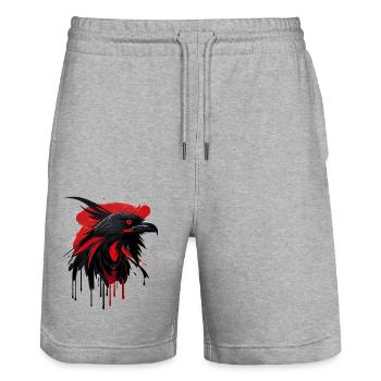 Fantasy bird red-black - Stanley/Stella Trainer Unisex Organic Jogging Shorts - heather grey - Front - Nik (191cm) & Marisol (170cm)