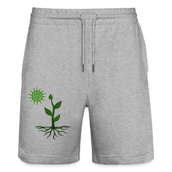 Plant in the sun - Stanley/Stella Trainer Unisex Organic Jogging Shorts - heather grey - Front - Nik (191cm) & Marisol (170cm)