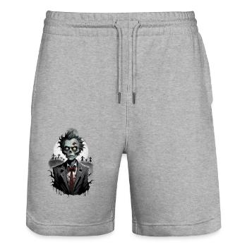 ZOMBIE in costume 9 - Stanley/Stella Trainer Unisex Organic Jogging Shorts - heather grey - Front - Nik (191cm) & Marisol (170cm)
