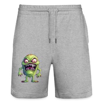Halloween Monster Zombie Gruselig Horror Kostüm - Stanley/Stella Unisex Bio Joggingshorts Trainer  - Grau meliert - Vorne - Nik (191cm) & Marisol (170cm)