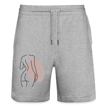 Abstraktes Design Rücken - Stanley/Stella Unisex Bio Joggingshorts Trainer  - Grau meliert - Vorne - Nik (191cm) & Marisol (170cm)