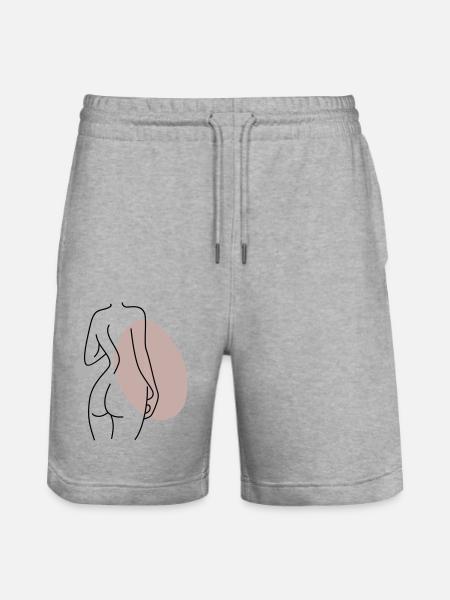 Abstract Design Back - Stanley/Stella Trainer Unisex Organic Jogging Shorts - heather grey