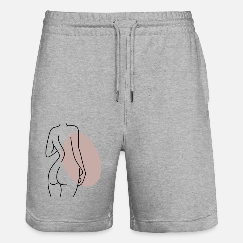Abstraktes Design Rücken - Stanley/Stella Unisex Bio Joggingshorts Trainer  - Grau meliert