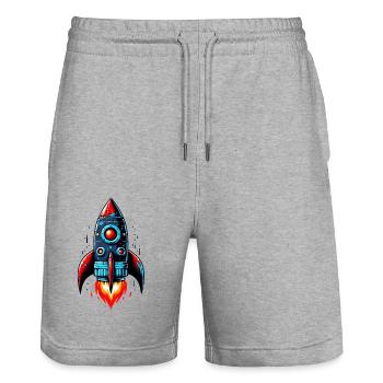 Raketenmann als Durchstarter Gewinner - Stanley/Stella Unisex Bio Joggingshorts Trainer  - Grau meliert - Vorne - Nik (191cm) & Marisol (170cm)