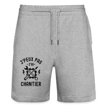 Atelier chantier - Short de jogging bio TRAINER Stanley/Stella unisexe - gris chiné - Devant - Nik (191cm) & Marisol (170cm)