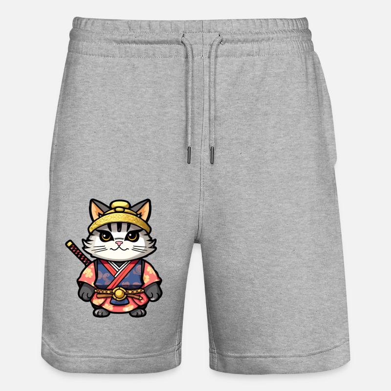 Chat samouraï #13 - Short de jogging bio TRAINER Stanley/Stella unisexe - gris chiné