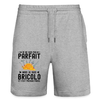 bricolo bricoleur parfait - Short de jogging bio TRAINER Stanley/Stella unisexe - gris chiné - Devant - Nik (191cm) & Marisol (170cm)
