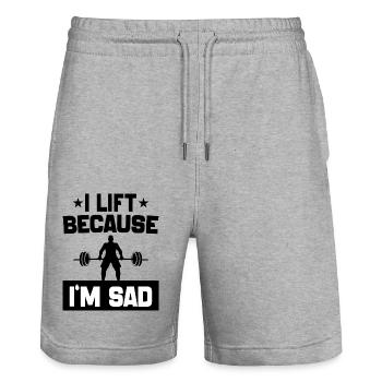 I Lift Because I'm Sad workout Joke motivation gym - Short de jogging bio TRAINER Stanley/Stella unisexe - gris chiné - Devant - Nik (191cm) & Marisol (170cm)