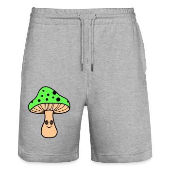 Hypnotic Mushroom - Stanley/Stella Trainer Unisex Organic Jogging Shorts - heather grey - Front - Nik (191cm) & Marisol (170cm)