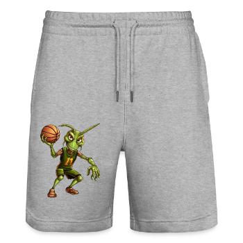 Sauterelle de basket-ball - Short de jogging bio TRAINER Stanley/Stella unisexe - gris chiné - Devant - Nik (191cm) & Marisol (170cm)