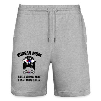 Korean Mom Like A Normal Mom Mother's Day 2024 - Short de jogging bio TRAINER Stanley/Stella unisexe - gris chiné - Devant - Nik (191cm) & Marisol (170cm)