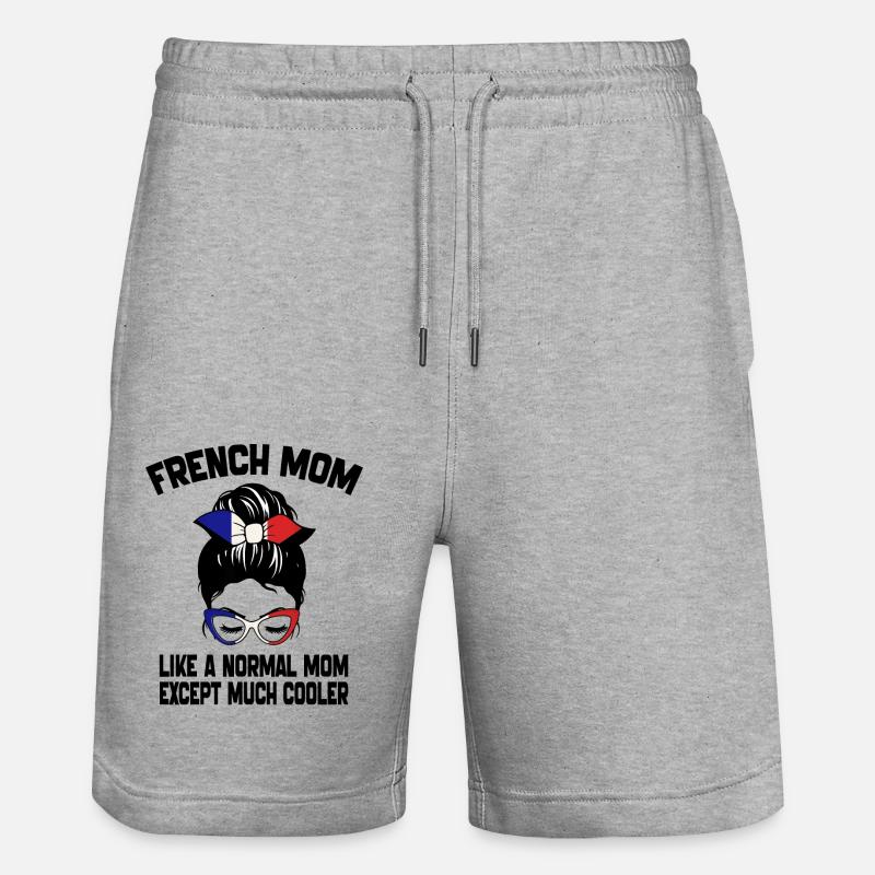 Französische Mutter wie eine normale Mutter Muttertag 2024 - Stanley/Stella Unisex Bio Joggingshorts Trainer  - Grau meliert