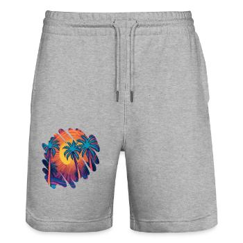 Sommerurlaub am Strand am Meer - Stanley/Stella Unisex Bio Joggingshorts Trainer  - Grau meliert - Vorne - Nik (191cm) & Marisol (170cm)