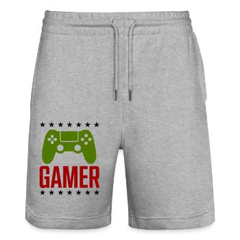 gamer spiel controller - Stanley/Stella Unisex Bio Joggingshorts Trainer  - Grau meliert - Vorne - Nik (191cm) & Marisol (170cm)