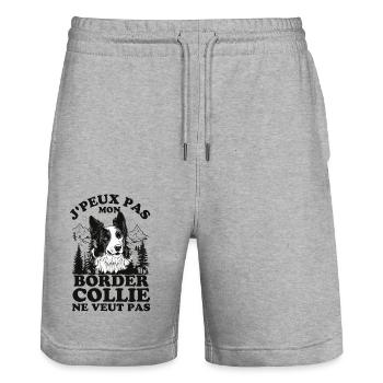 Je ne peux pas mon border collie veut pas - Short de jogging bio TRAINER Stanley/Stella unisexe - gris chiné - Devant - Nik (191cm) & Marisol (170cm)