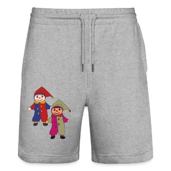 kasper 2fach - Stanley/Stella Unisex Bio Joggingshorts Trainer  - Grau meliert - Vorne - Nik (191cm) & Marisol (170cm)