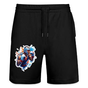 Boxer / Sports / Fight / Arena / Boxing Ring / Fists - Stanley/Stella Trainer Unisex Organic Jogging Shorts - black - Front - Nik (191cm) & Marisol (170cm)