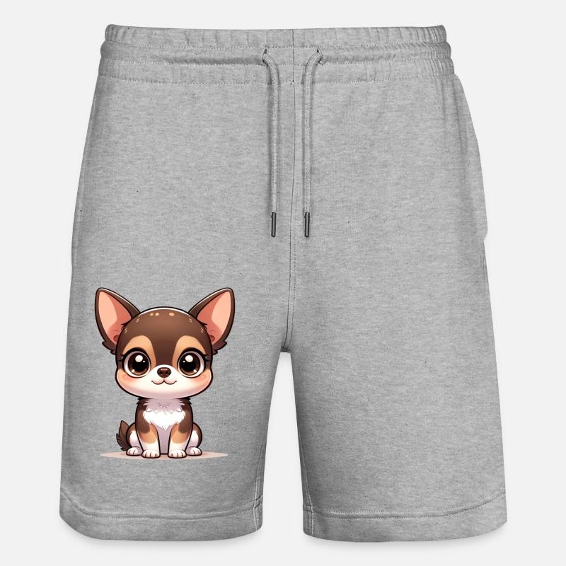 Illustration numérique de Chihuahua mignon - Short de jogging bio TRAINER Stanley/Stella unisexe - gris chiné