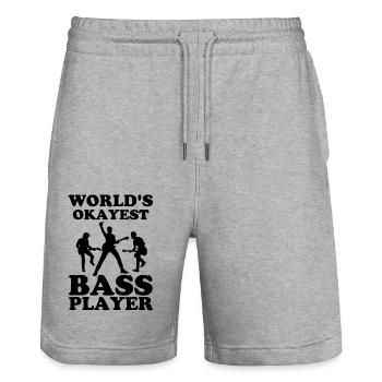 Bass player guitarist - Stanley/Stella Trainer Unisex Organic Jogging Shorts - heather grey - Front - Nik (191cm) & Marisol (170cm)