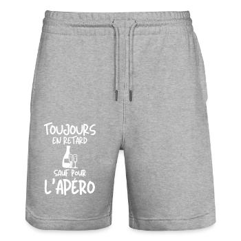 toujours en retard sauf pour l apéro apéritif 2 - Short de jogging bio TRAINER Stanley/Stella unisexe - gris chiné - Devant - Nik (191cm) & Marisol (170cm)