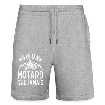 vieux motard que jamais 2 - Short de jogging bio TRAINER Stanley/Stella unisexe - gris chiné - Devant - Nik (191cm) & Marisol (170cm)