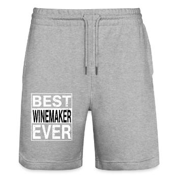 Meilleur vigneron de tous les temps Cadeau de vigneron - Short de jogging bio TRAINER Stanley/Stella unisexe - gris chiné - Devant - Nik (191cm) & Marisol (170cm)