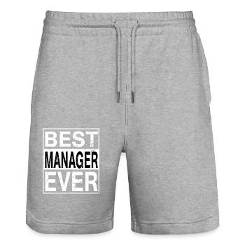 Bestes Manager-Geschenk aller Zeiten - Stanley/Stella Unisex Bio Joggingshorts Trainer  - Grau meliert - Vorne - Nik (191cm) & Marisol (170cm)