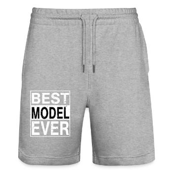 Best Model Ever Model Gift - Stanley/Stella Trainer Unisex Organic Jogging Shorts - heather grey - Front - Nik (191cm) & Marisol (170cm)