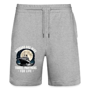 Husband And Wife Cruising Cruise Ship Vacation - Stanley/Stella Unisex Bio Joggingshorts Trainer  - Grau meliert - Vorne - Nik (191cm) & Marisol (170cm)