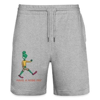 HAVE A NOSE DAY - Stanley/Stella Trainer Unisex Organic Jogging Shorts - heather grey - Front - Nik (191cm) & Marisol (170cm)