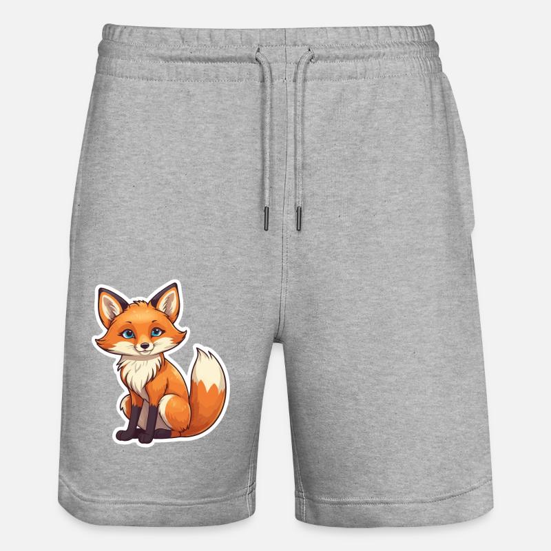Illustration de renard - Short de jogging bio TRAINER Stanley/Stella unisexe - gris chiné