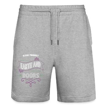 funny quote cool alien spacecraft ancient egyptian - Stanley/Stella Unisex Bio Joggingshorts Trainer  - Grau meliert - Vorne - Nik (191cm) & Marisol (170cm)
