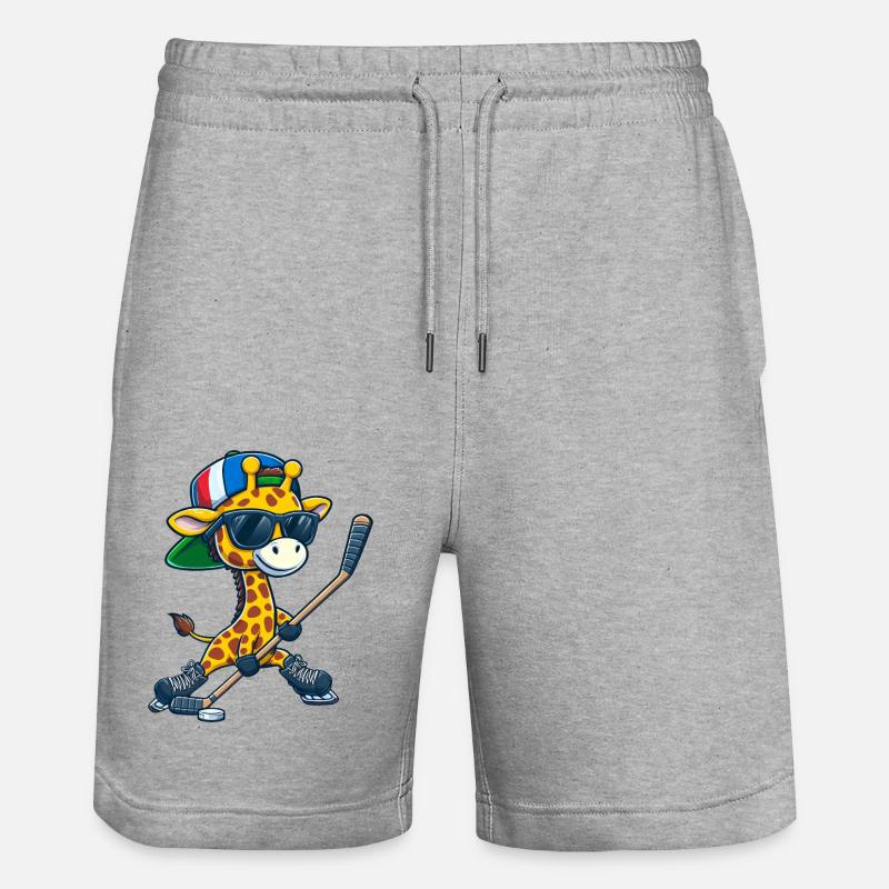 Skurriler Eishockeyschläger DoppelschlägerGiraffe - Stanley/Stella Unisex Bio Joggingshorts Trainer  - Grau meliert