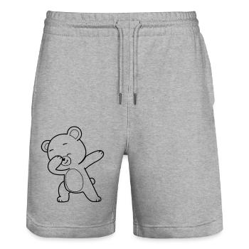 Dabbing Bear - Short de jogging bio TRAINER Stanley/Stella unisexe - gris chiné - Devant - Nik (191cm) & Marisol (170cm)