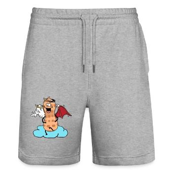 Celestial Peanut Angel Little Devil Cloud Nut - Stanley/Stella Trainer Unisex Organic Jogging Shorts - heather grey - Front - Nik (191cm) & Marisol (170cm)