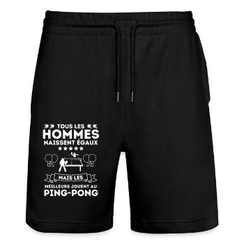joueur de ping pong 1 - Short de jogging bio TRAINER Stanley/Stella unisexe - noir - Devant - Nik (191cm) & Marisol (170cm)