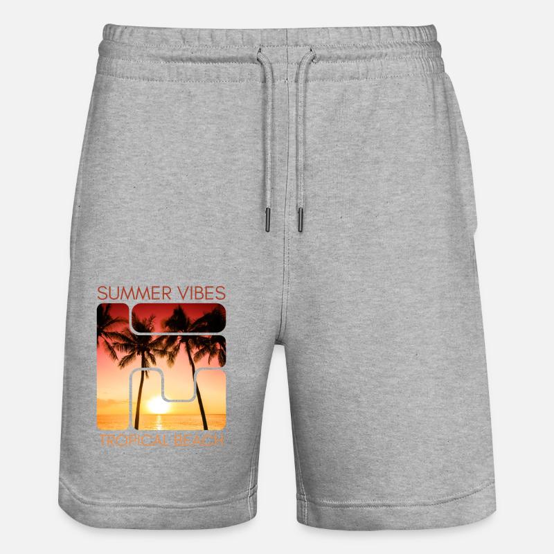 Summer vibes tropical beach - Short de jogging bio TRAINER Stanley/Stella unisexe - gris chiné