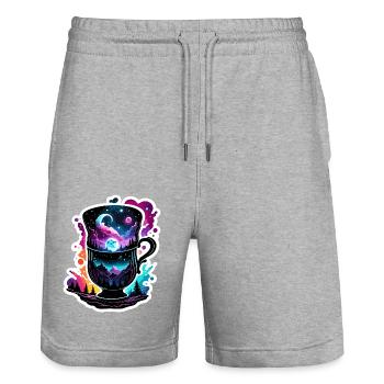 Silhouette / Wald / Porträt / Bäume / Tasse - Stanley/Stella Unisex Bio Joggingshorts Trainer  - Grau meliert - Vorne - Nik (191cm) & Marisol (170cm)